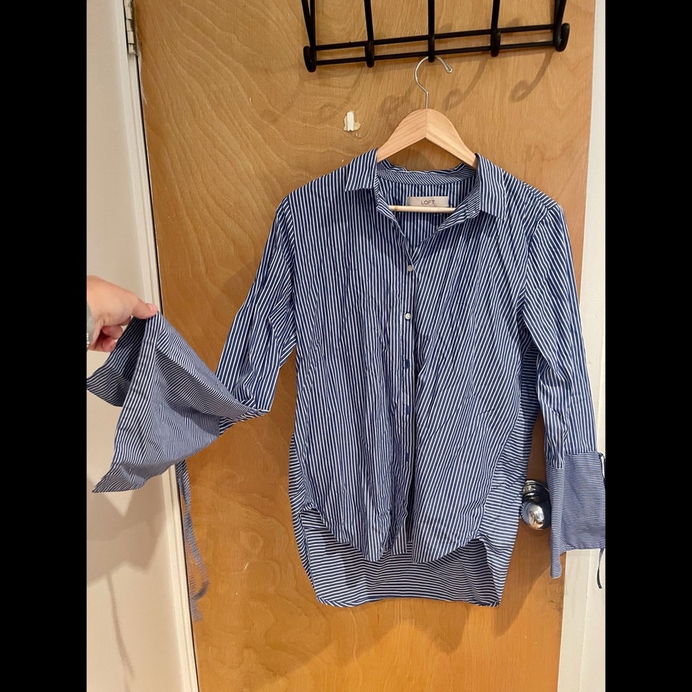 Loft: Striped Blue Button Down